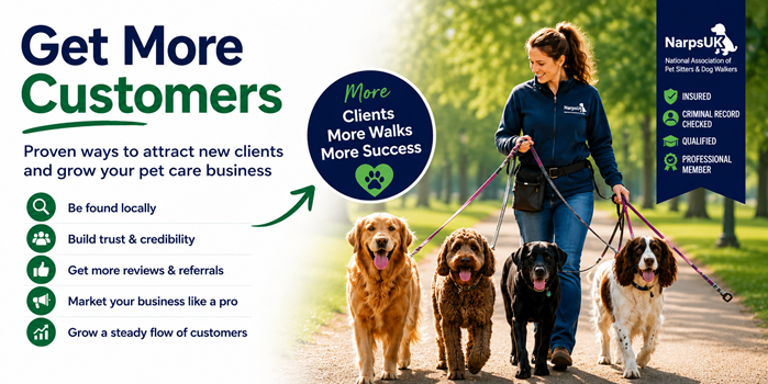 Pet sitter walking four dogs while growing a successful pet sitting and dog walking business